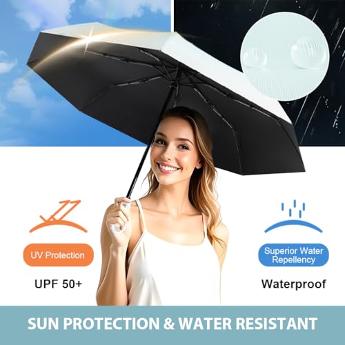 PALAY® Compact Umbrella for Sun Rain Protection Auto Open Close Travel Folding with Flower Charm Strap Black Tape UV 8 Dual Ribs Anti-Slip Rubber Handle Outdoor Commute 2PCS PALAY® Compact Umbrella for Sun Rain Protection Auto Open Close Travel Folding with Flower Charm Strap Black Tape UV 8 Dual Ribs Anti-Slip Rubber Handle Outdoor Commute 2PCS